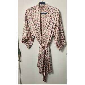 Victoria's Secret Limited Edition Pink‎ Cupcake Graphic Satin Kimono Robe M/L